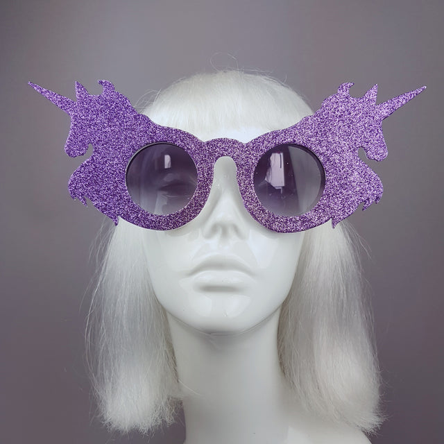 "Believe" Light Purple Glitter Unicorn Sunglasses