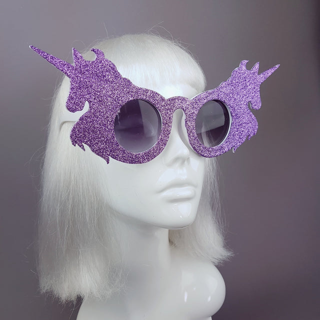 "Believe" Light Purple Glitter Unicorn Sunglasses