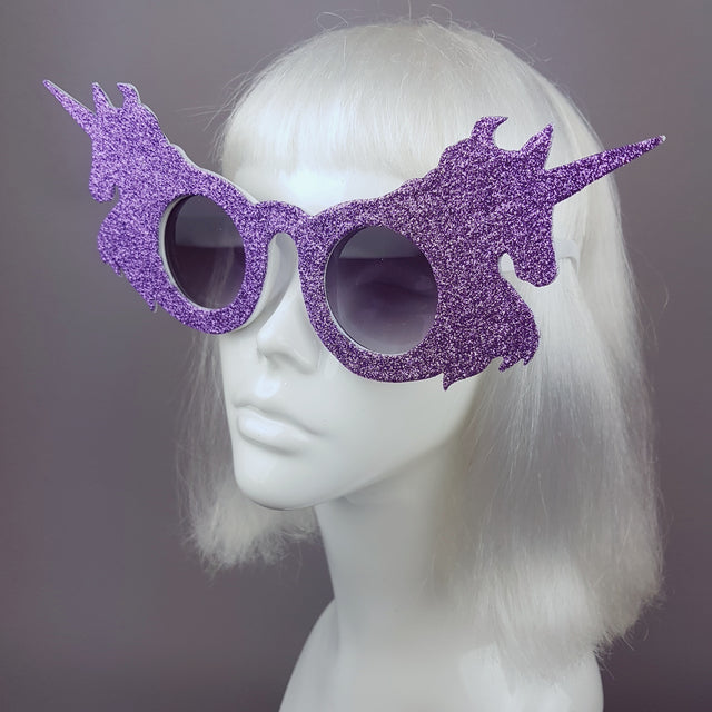"Believe" Light Purple Glitter Unicorn Sunglasses