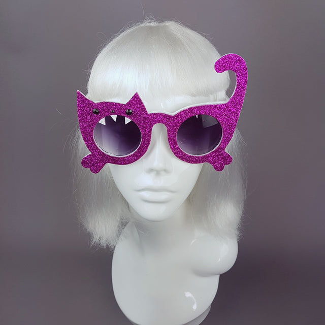 "I Will Eat You" Pink Glitter Cat Sunglasses