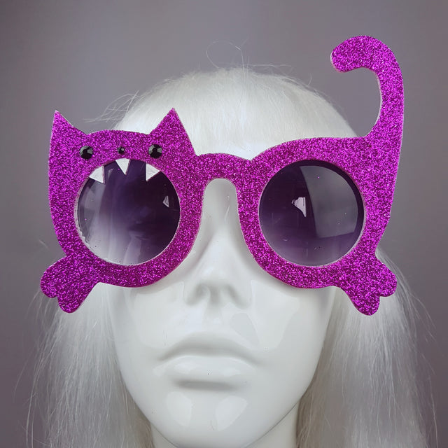 "I Will Eat You" Pink Glitter Cat Sunglasses