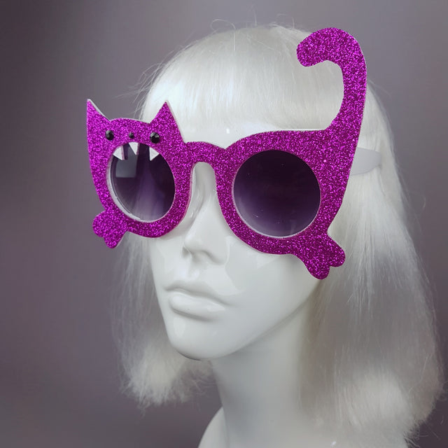 "I Will Eat You" Pink Glitter Cat Sunglasses