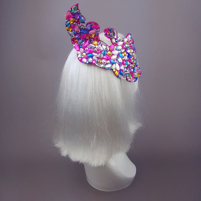 "Discobaby" 80s Inspired Rainbow Jewel Half Mask