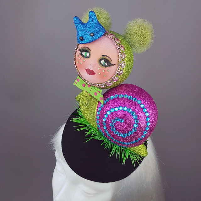 "Slither" Glitter Doll Face Snail Hat