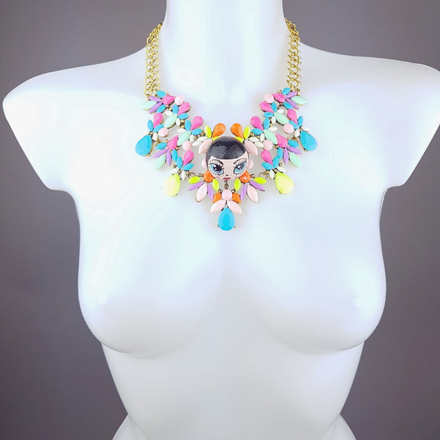 "Trésor" Opulent Colourful DollFace Necklace