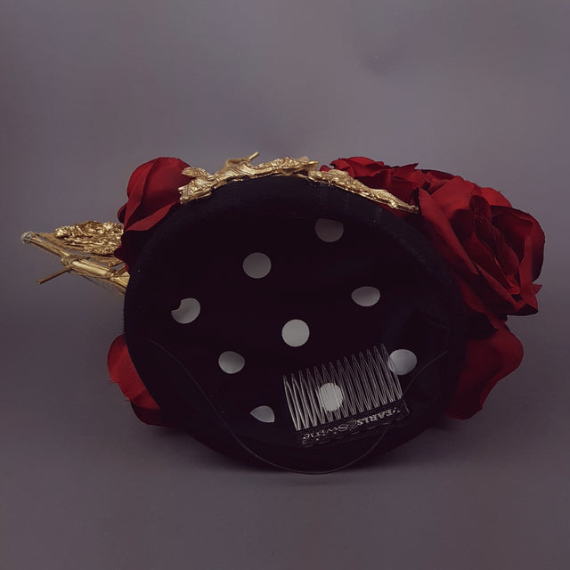 "Aurum Rosa" Gold Ship & Red Roses Headdress