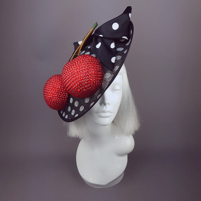 "Cherry Pop" Giant Cherries Polkadot Hat