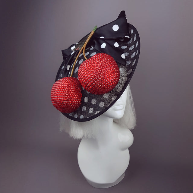 "Cherry Pop" Giant Cherries Polkadot Hat