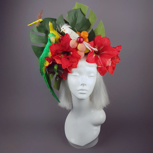 "Jungle" Parrot and Cockatoo Tropical Headpiece