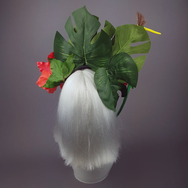 "Jungle" Parrot and Cockatoo Tropical Headpiece