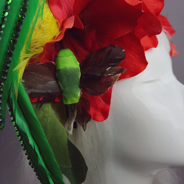 "Jungle" Parrot and Cockatoo Tropical Headpiece