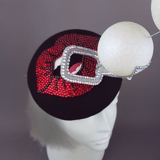 "Bubble Blower" Red Crystal Lips Hat