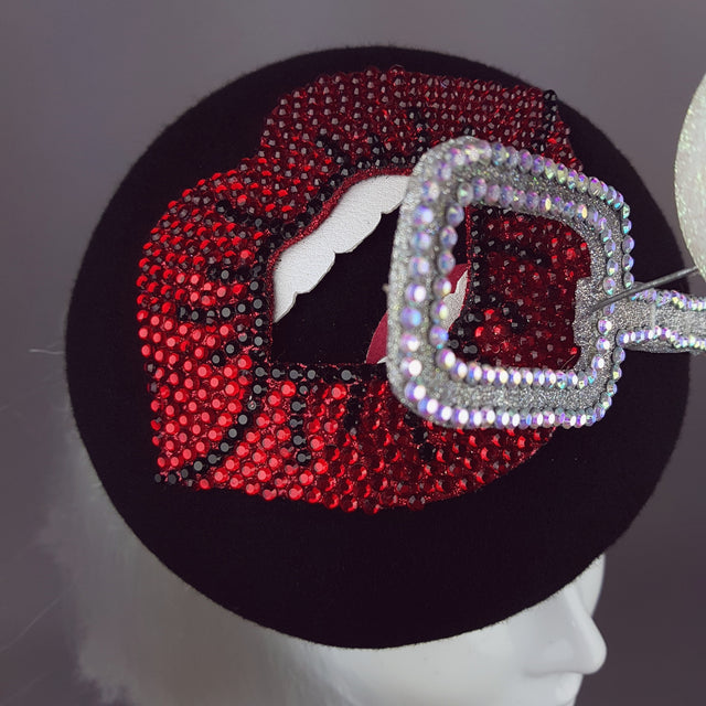 "Bubble Blower" Red Crystal Lips Hat