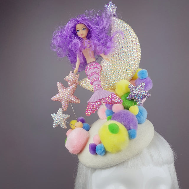 "Mermaid on the Moon" Crystal Pom Pom Hat