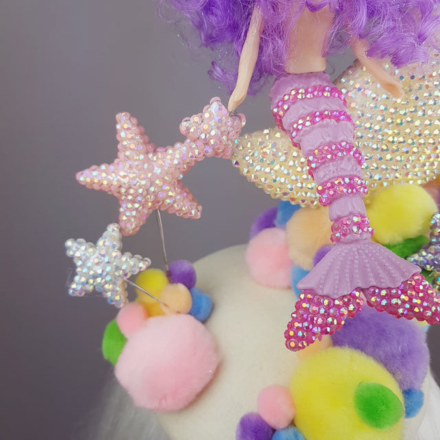 "Mermaid on the Moon" Crystal Pom Pom Hat