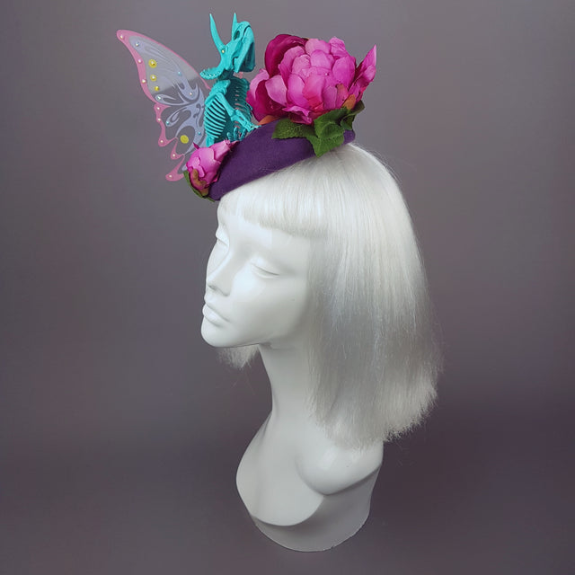 "Mariposa de Dinosaurio" Dino Fairy and Peonies Hat
