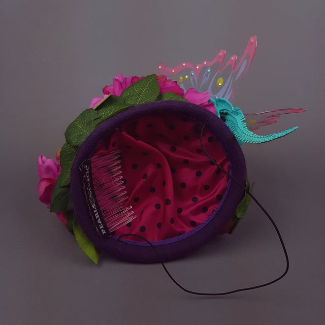 "Mariposa de Dinosaurio" Dino Fairy and Peonies Hat