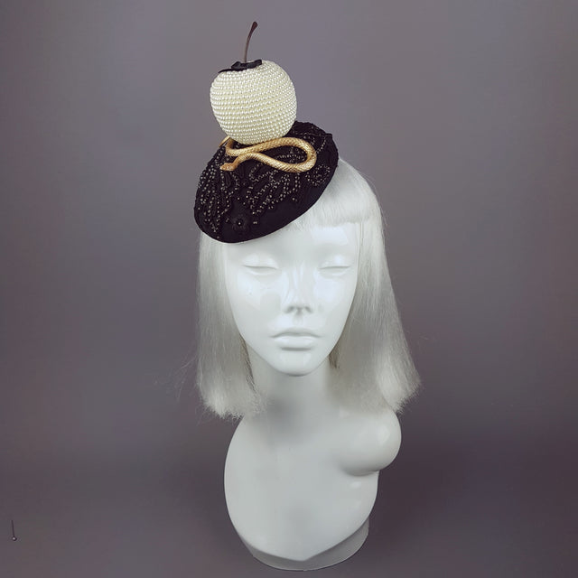 "Forbidden Fruit" Pearl Apple & Snake Crystal Hat