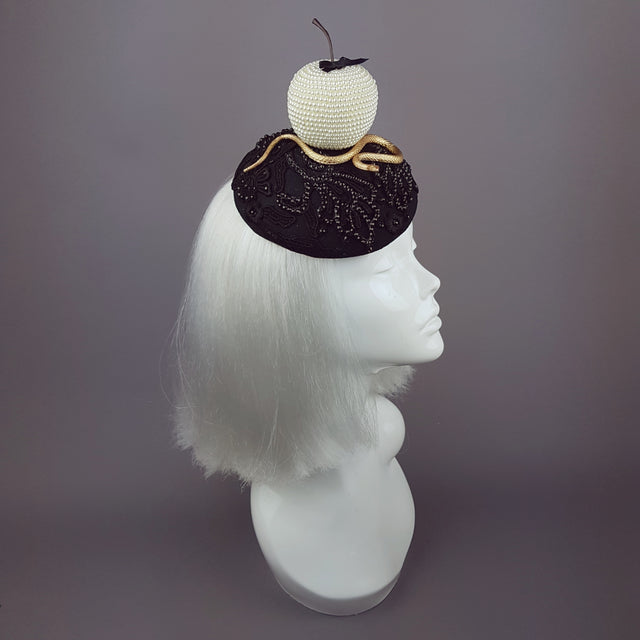 "Forbidden Fruit" Pearl Apple & Snake Crystal Hat