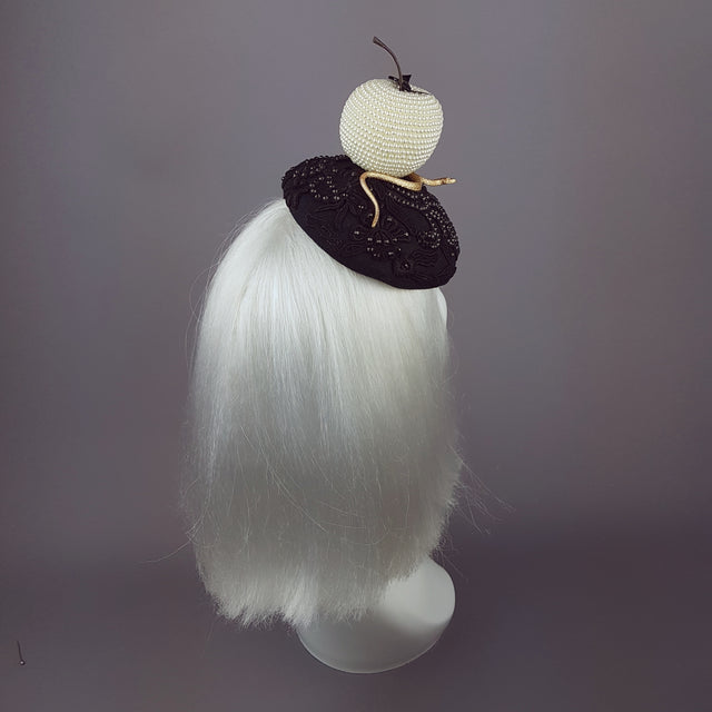 "Forbidden Fruit" Pearl Apple & Snake Crystal Hat