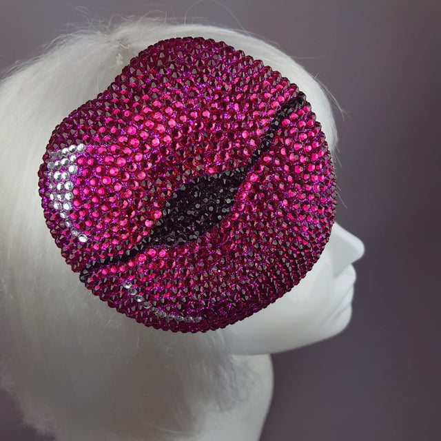 Fuchsia Pink Crystal Lips Hat "L'Amour"
