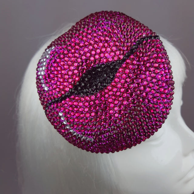 Fuchsia Pink Crystal Lips Hat "L'Amour"