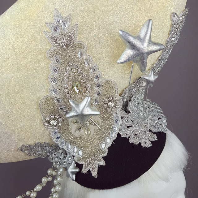 "Selenophile" OTT Glittery Pearl Moon Hat