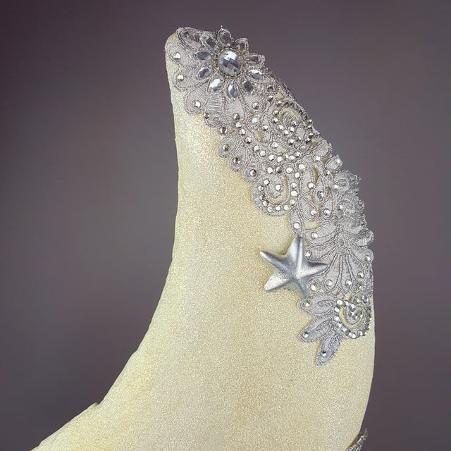 "Selenophile" OTT Glittery Pearl Moon Hat