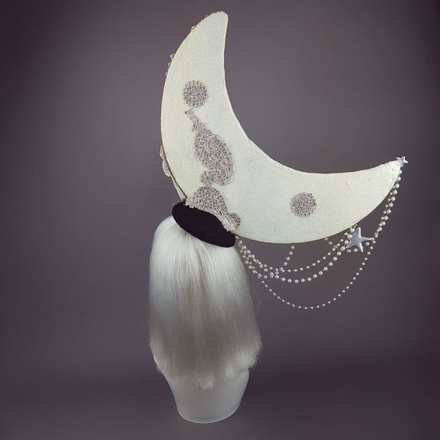 "Selenophile" OTT Glittery Pearl Moon Hat