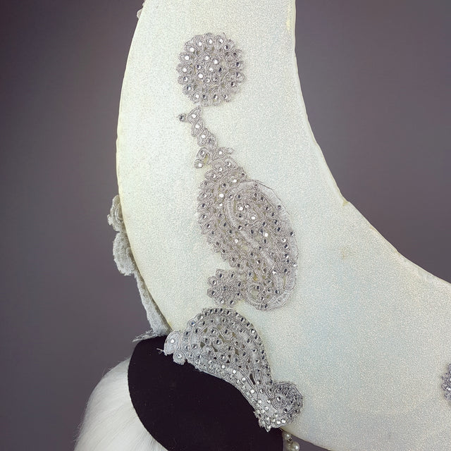 "Selenophile" OTT Glittery Pearl Moon Hat