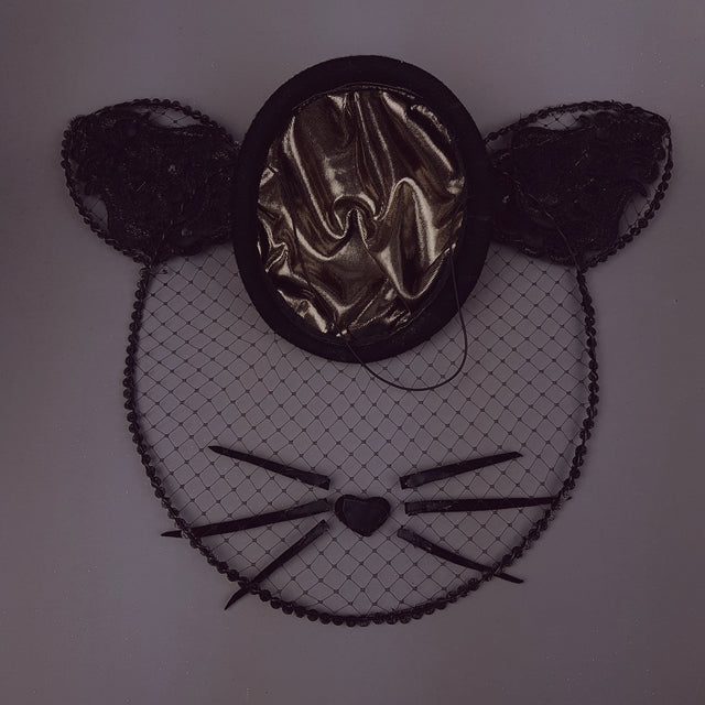 "Minou" Black Cat Wired Veil Hat