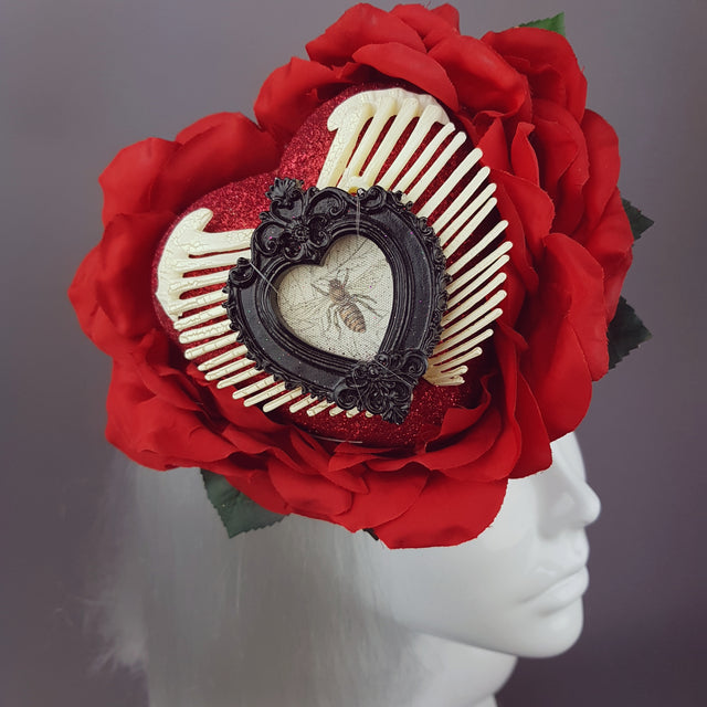"Enchantment" Gothic Red Rose Heart Hat
