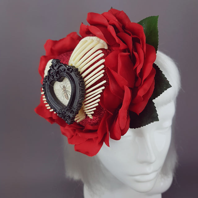 "Enchantment" Gothic Red Rose Heart Hat