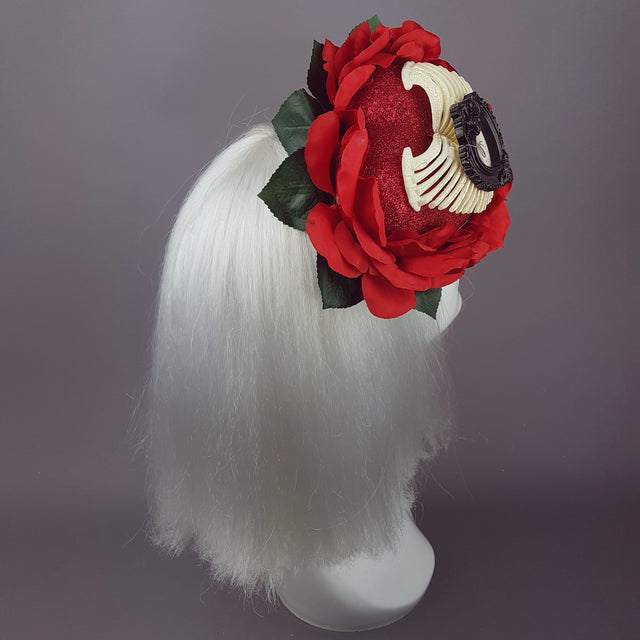 "Enchantment" Gothic Red Rose Heart Hat