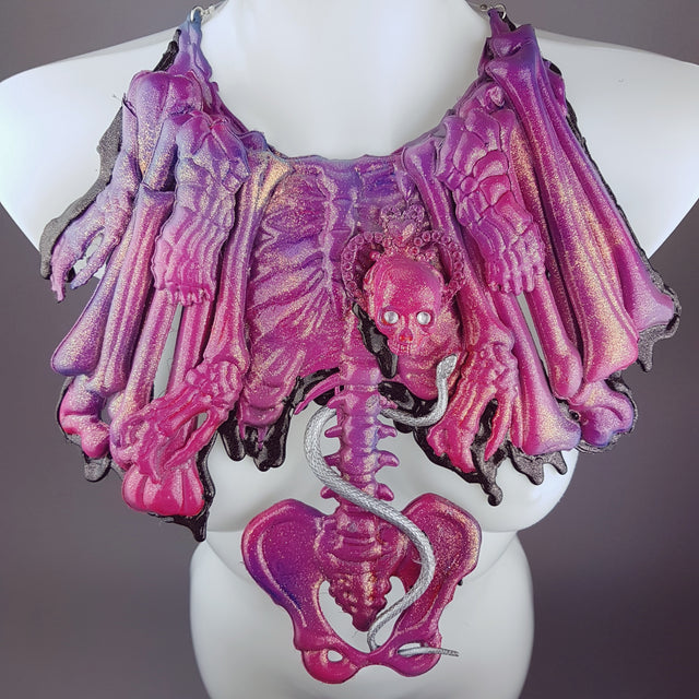 "Boneyard" Purple Skull & Bones Filigree Neckpiece