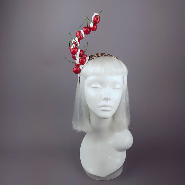 "Rock 'n' Roll Baby" Cherry, Cream & Leopard Print Headband