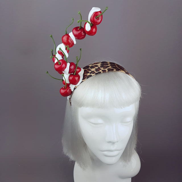 "Rock 'n' Roll Baby" Cherry, Cream & Leopard Print Headband