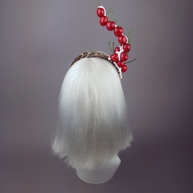 "Rock 'n' Roll Baby" Cherry, Cream & Leopard Print Headband