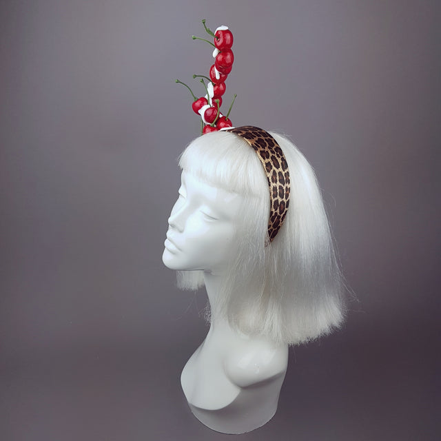 "Rock 'n' Roll Baby" Cherry, Cream & Leopard Print Headband