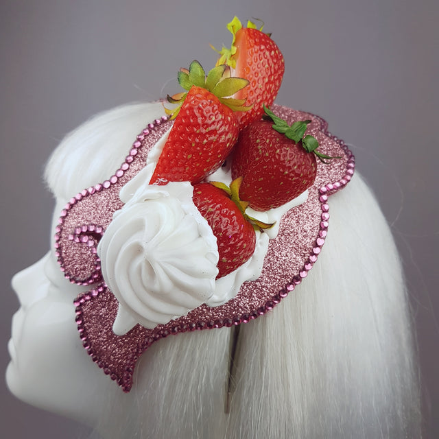 "Whipped" Strawberries & Cream Vintage Style Hat