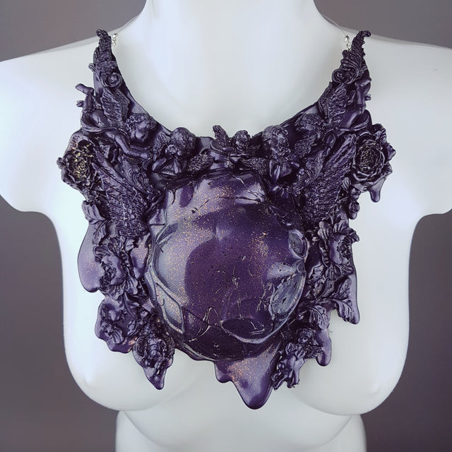 "Mechanical Heart" Deep Purple Filigree Neckpiece