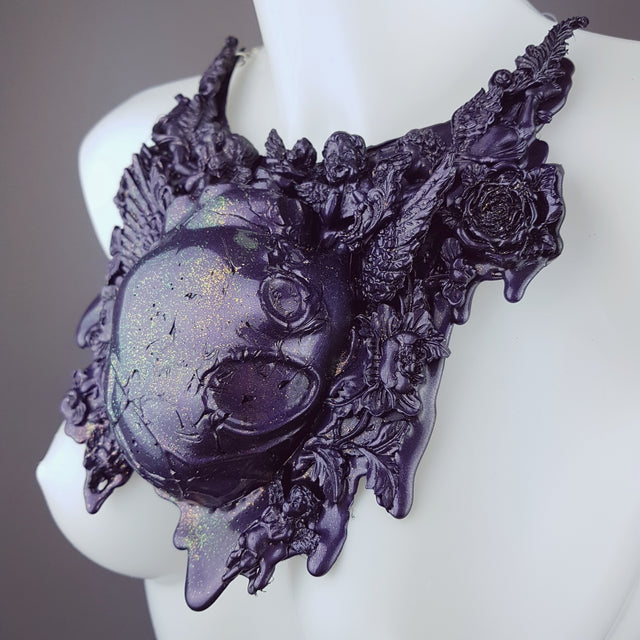 "Mechanical Heart" Deep Purple Filigree Neckpiece