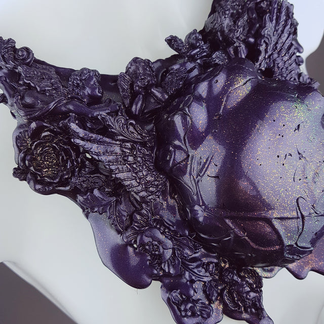 "Mechanical Heart" Deep Purple Filigree Neckpiece