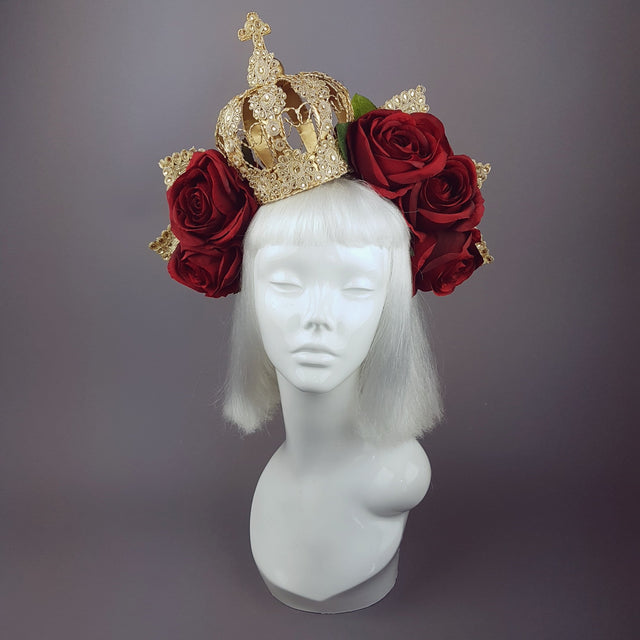 "Lucrezia" Red Rose & Crown Hat