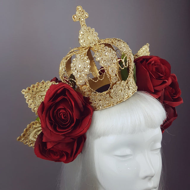 "Lucrezia" Red Rose & Crown Hat