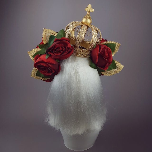 "Lucrezia" Red Rose & Crown Hat