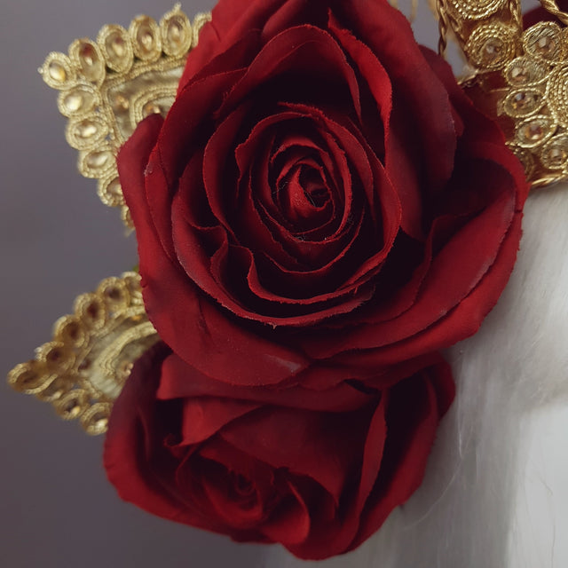 "Lucrezia" Red Rose & Crown Hat