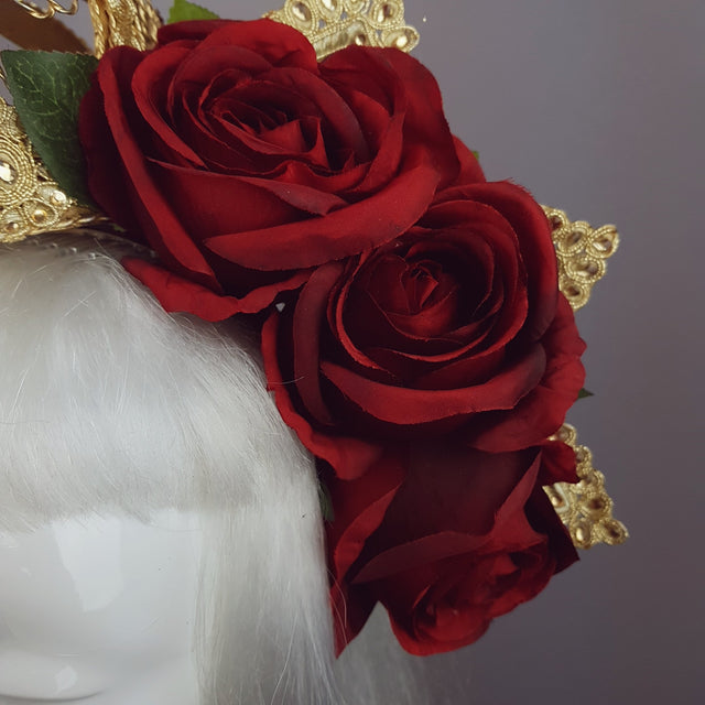 "Lucrezia" Red Rose & Crown Hat