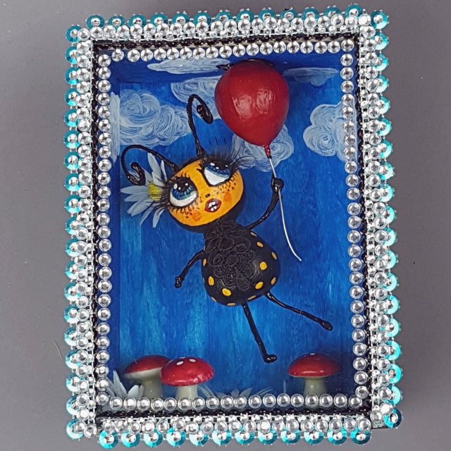 "Bumble" Bee Doll LowBrow Art Sculpture in Framed Box
