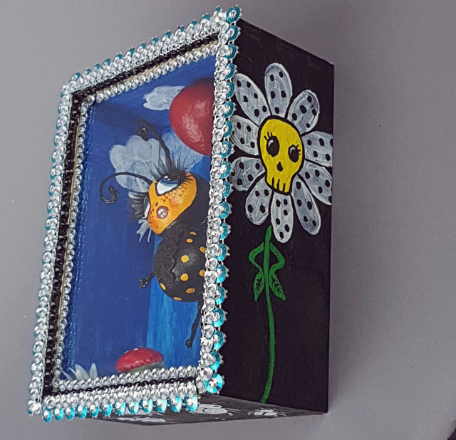 "Bumble" Bee Doll LowBrow Art Sculpture in Framed Box